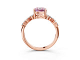 Rose gold Fancy Pink Cushion Cut Diamond Scattered Round Accent Ring with Prong Setting_15