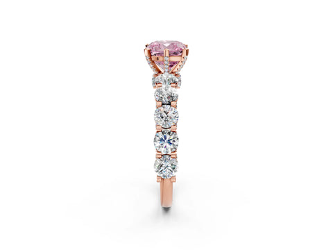 Rose gold Fancy Pink Cushion Cut Diamond Side Stone Engagement Ring with Four-Prong Setting_26