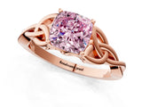 Rose gold Fancy Pink Cushion Cut Diamond Solitaire Celtic Knot Ring with Four-Prong Setting_62