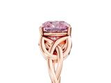 Rose gold Fancy Pink Cushion Cut Diamond Solitaire Celtic Knot Ring with Four-Prong Setting_66