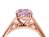 Rose gold Fancy Pink Cushion Cut Diamond Solitaire Engagement Ring with Cathedral Setting and Four-Prong Mount_100