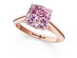 Rose gold Fancy Pink Cushion Cut Diamond Solitaire Engagement Ring with Cathedral Setting and Four-Prong Mount_137