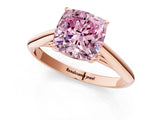Rose gold Fancy Pink Cushion Cut Diamond Solitaire Engagement Ring with Cathedral Setting and Four-Prong Mount_97