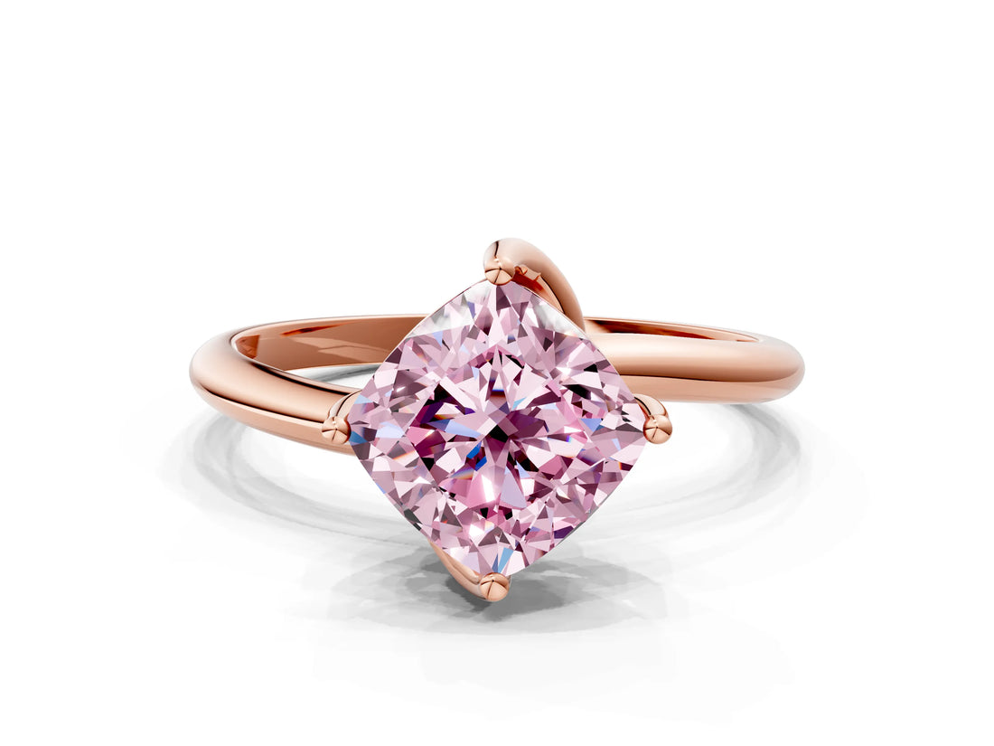 Rose gold Fancy Pink Cushion Cut Diamond Solitaire Engagement Ring with Four-Prong Setting and Classic Band_20