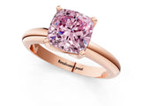 Rose gold Fancy Pink Cushion Cut Diamond Solitaire Engagement Ring with Round Band and Four-Prong Setting_154