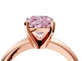 Rose gold Fancy Pink Cushion Cut Diamond Solitaire Engagement Ring with Round Band and Four-Prong Setting_157