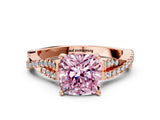 Rose gold Fancy Pink Cushion Cut Diamond Solitaire Engagement Ring with Twisted Pavé Band and Four-Prong Setting_44