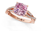 Rose gold Fancy Pink Cushion Cut Diamond Solitaire Engagement Ring with Twisted Pavé Band and Four-Prong Setting_45