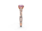 Rose gold Fancy Pink Cushion Cut Diamond Solitaire Engagement Ring with Twisted Pavé Band and Four-Prong Setting_46