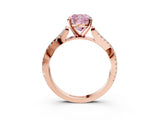 Rose gold Fancy Pink Cushion Cut Diamond Solitaire Engagement Ring with Twisted Pavé Band and Four-Prong Setting_47