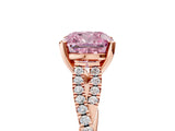 Rose gold Fancy Pink Cushion Cut Diamond Solitaire Engagement Ring with Twisted Pavé Band and Four-Prong Setting_49