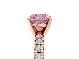 Rose gold Fancy Pink Cushion Cut Diamond Solitaire Pavé Engagement Ring with Round Band and Prong Setting_18