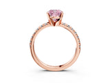 Rose gold Fancy Pink Cushion Cut Diamond Solitaire Pavé Engagement Ring with Round Band and Prong Setting_58