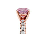 Rose gold Fancy Pink Cushion Cut Diamond Solitaire Pavé Engagement Ring with Round Band and Prong Setting_60