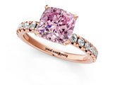 Rose gold Fancy Pink Cushion Cut Diamond Solitaire Pavé Engagement Ring with Round Band and Prong Setting_74