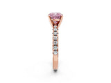 Rose gold Fancy Pink Cushion Cut Diamond Solitaire Pavé Engagement Ring with Round Band and Prong Setting_75