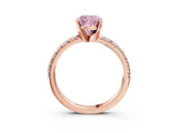 Rose gold Fancy Pink Cushion Cut Diamond Solitaire Pavé Engagement Ring with Round Band and Prong Setting_76