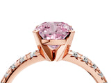Rose gold Fancy Pink Cushion Cut Diamond Solitaire Pavé Engagement Ring with Round Band and Prong Setting_77