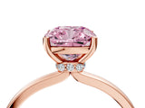 Rose gold Fancy Pink Cushion Cut Diamond Solitaire Ring with Classic Band and Four-Prong Setting_4