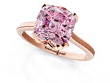 Rose gold Fancy Pink Cushion Cut Diamond Solitaire Ring with Flower Prong Setting and Classic Band_37