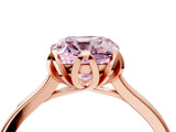 Rose gold Fancy Pink Cushion Cut Diamond Solitaire Ring with Flower Prong Setting and Classic Band_40