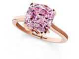 Rose gold Fancy Pink Cushion Cut Diamond Solitaire Ring with Flower Prong Setting and Classic Band_81
