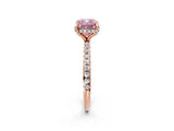 Rose gold Fancy Pink Cushion Cut Diamond Solitaire Ring with Four-Prong Setting and Pavé Band_5
