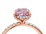 Rose gold Fancy Pink Cushion Cut Diamond Solitaire Ring with Four-Prong Setting and Pavé Band_7