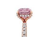 Rose gold Fancy Pink Cushion Cut Diamond Solitaire Ring with Four-Prong Setting and Pavé Band_8