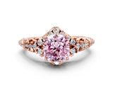 Rose gold Fancy Pink Cushion Cut Diamond Solitaire Ring with Hidden Halo and Pavé Band_27