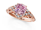 Rose gold Fancy Pink Cushion Cut Diamond Solitaire Ring with Hidden Halo and Pavé Band_28