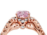 Rose gold Fancy Pink Cushion Cut Diamond Solitaire Ring with Hidden Halo and Pavé Band_31