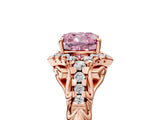 Rose gold Fancy Pink Cushion Cut Diamond Solitaire Ring with Hidden Halo and Pavé Band_32