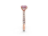 Rose gold Fancy Pink Cushion Cut Diamond Solitaire Ring with Pavé Band and Four-Prong Setting_93