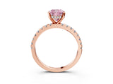 Rose gold Fancy Pink Cushion Cut Diamond Solitaire Ring with Pavé Band and Four-Prong Setting_94