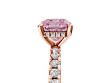 Rose gold Fancy Pink Cushion Cut Diamond Solitaire Ring with Pavé Band and Four-Prong Setting_96