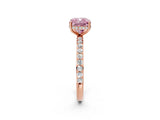 Rose gold Fancy Pink Cushion Cut Diamond Solitaire Ring with Pavé Band and Hidden Halo_23