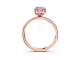 Rose gold Fancy Pink Cushion Cut Diamond Solitaire Ring with Pavé Band and Hidden Halo_24