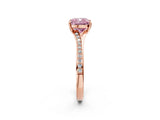 Rose gold Fancy Pink Cushion Cut Diamond Solitaire Ring with Pavé Band and Prong Setting_14