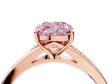 Rose gold Fancy Pink Cushion Cut Diamond Solitaire Ring with Pavé Band and Prong Setting_16