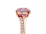 Rose gold Fancy Pink Cushion Cut Diamond Solitaire Ring with Pavé Band and Prong Setting_17