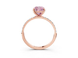 Rose gold Fancy Pink Cushion Cut Diamond Solitaire Ring with Pave Band and Four Prong Setting_77