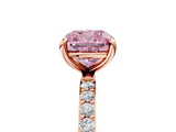 Rose gold Fancy Pink Cushion Cut Diamond Solitaire Ring with Pave Band and Four Prong Setting_79