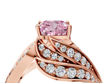 Rose gold Fancy Pink Cushion Cut Diamond Solitaire Ring with Prong Setting and Twisted Pavé Band_4