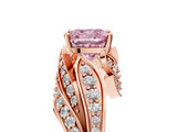 Rose gold Fancy Pink Cushion Cut Diamond Solitaire Ring with Prong Setting and Twisted Pavé Band_5