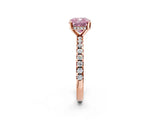 Rose gold Fancy Pink Cushion Cut Diamond Solitaire Ring with Round  Pavé Band and Four-Prong Setting_38