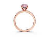Rose gold Fancy Pink Cushion Cut Diamond Solitaire Ring with Round  Pavé Band and Four-Prong Setting_39