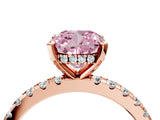 Rose gold Fancy Pink Cushion Cut Diamond Solitaire Ring with Round  Pavé Band and Four-Prong Setting_40
