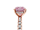 Rose gold Fancy Pink Cushion Cut Diamond Solitaire Ring with Round  Pavé Band and Four-Prong Setting_41