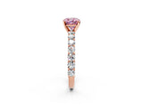 Rose gold Fancy Pink Cushion Cut Diamond Solitaire Ring with Shared Prong Pavé Band and Four-Prong Setting_60